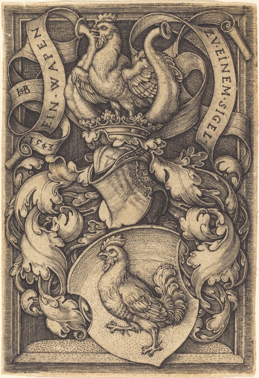 Wapen met een haan door Sebald Beham