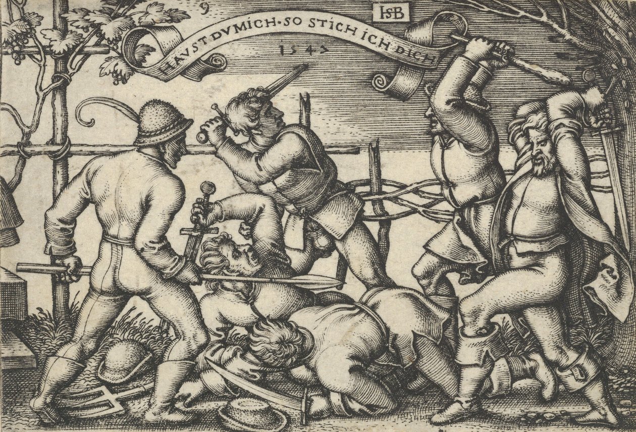 Boerengevecht, uit Het Boerenfeest of de Twaalf Maanden door Sebald Beham