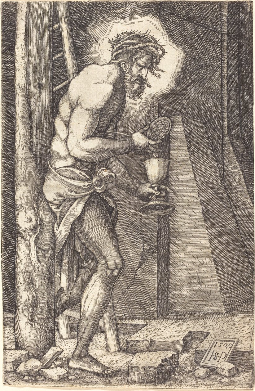 De Man van Smarten aan de Voet van het Kruis door Sebald Beham
