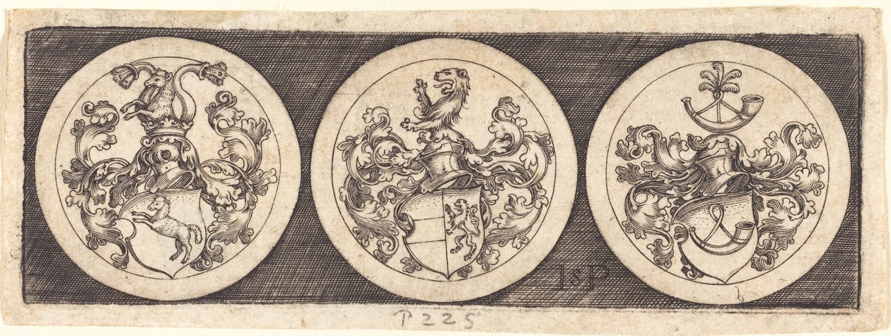 Drie Medailles met Wapenschilden door Sebald Beham