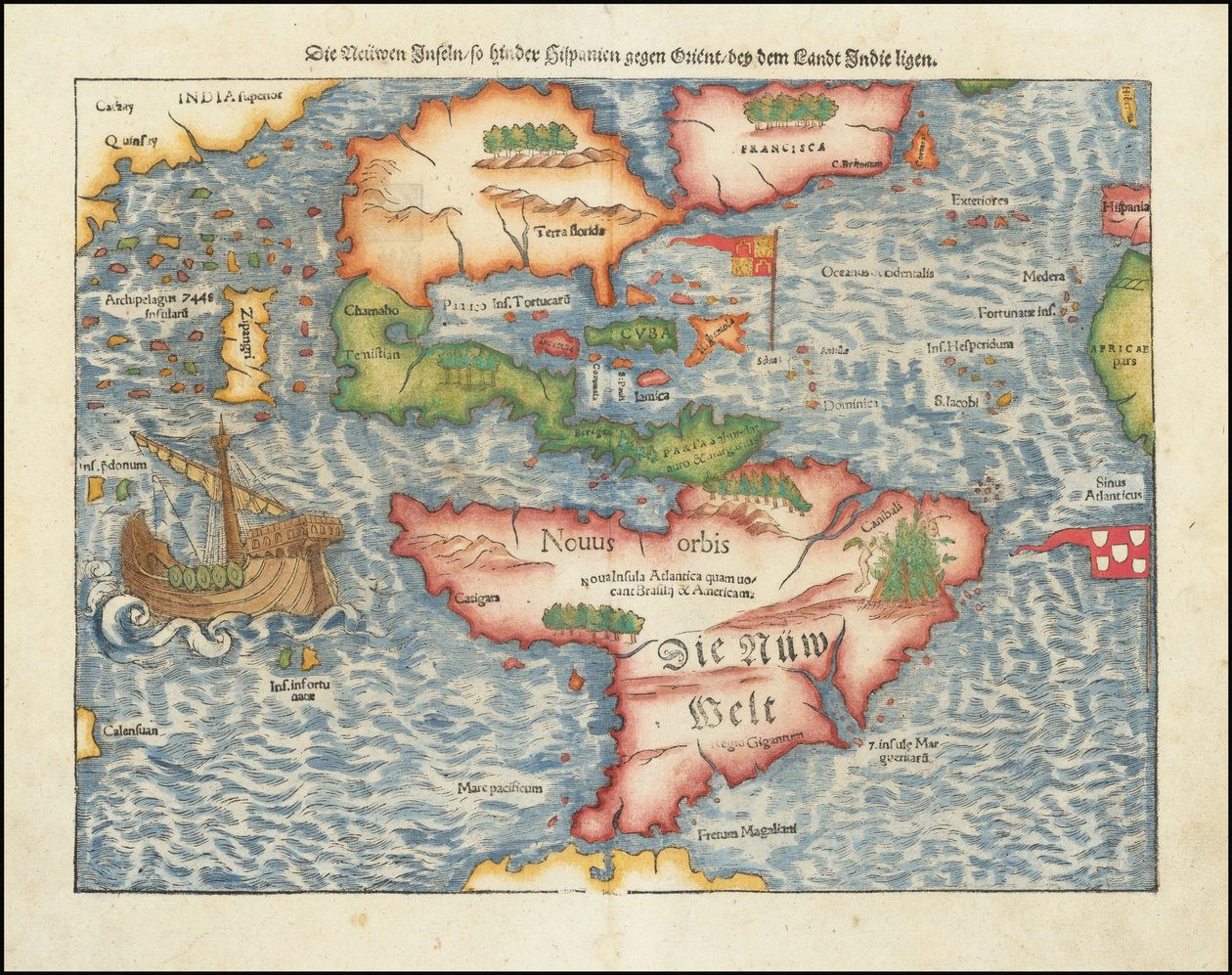 1561 kaart van Amerika door Sebastian Münster door Sebastian Munster