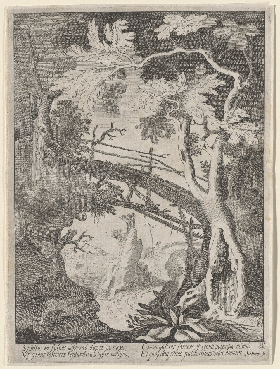 Een Rotsachtig Landschap met de Verzoeking van Christus door Sebastian Vrancx
