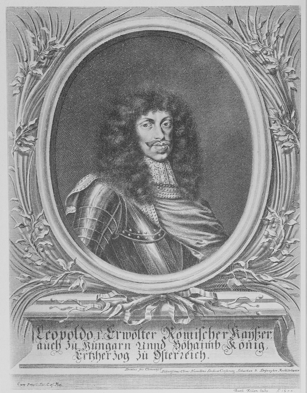 Leopold I, Heilige Roomse Keizer, gegraveerd door Bartholomaus Kilian II, 1674 door Sebastian van Dryweghen