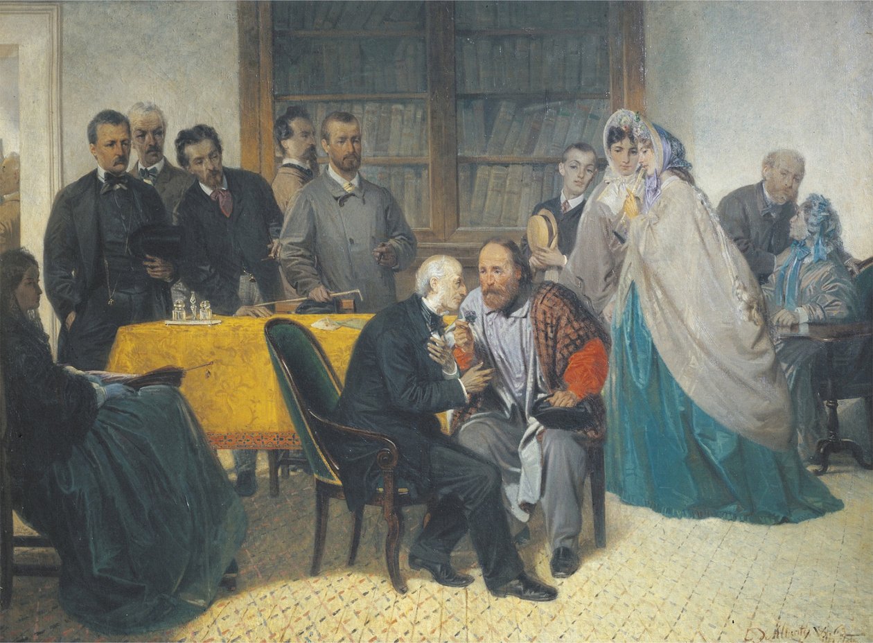 Giuseppe Garibaldi op bezoek bij Alessandro Manzoni op 15 maart 1862 door Sebastiano de Albertis