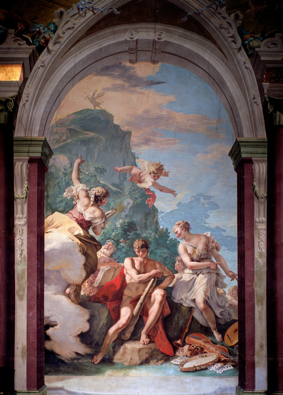 Hercules op het kruispunt tussen ondeugd en deugd door Sebastiano Ricci