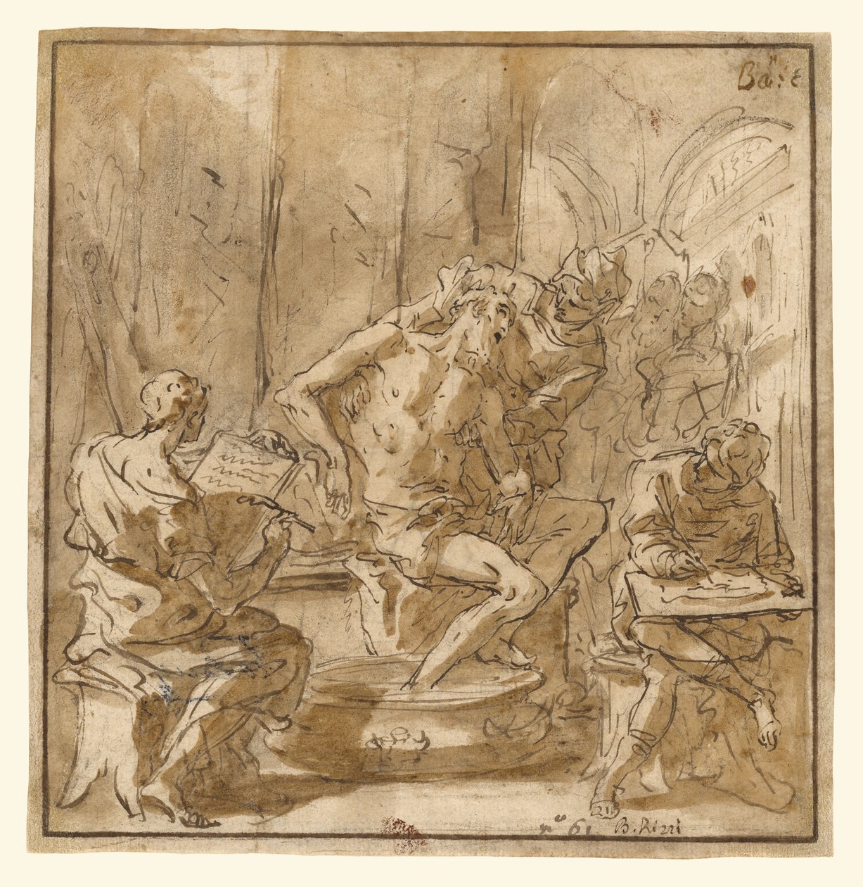 De dood van Seneca (recto); Studie van een man (verso) door Sebastiano Ricci