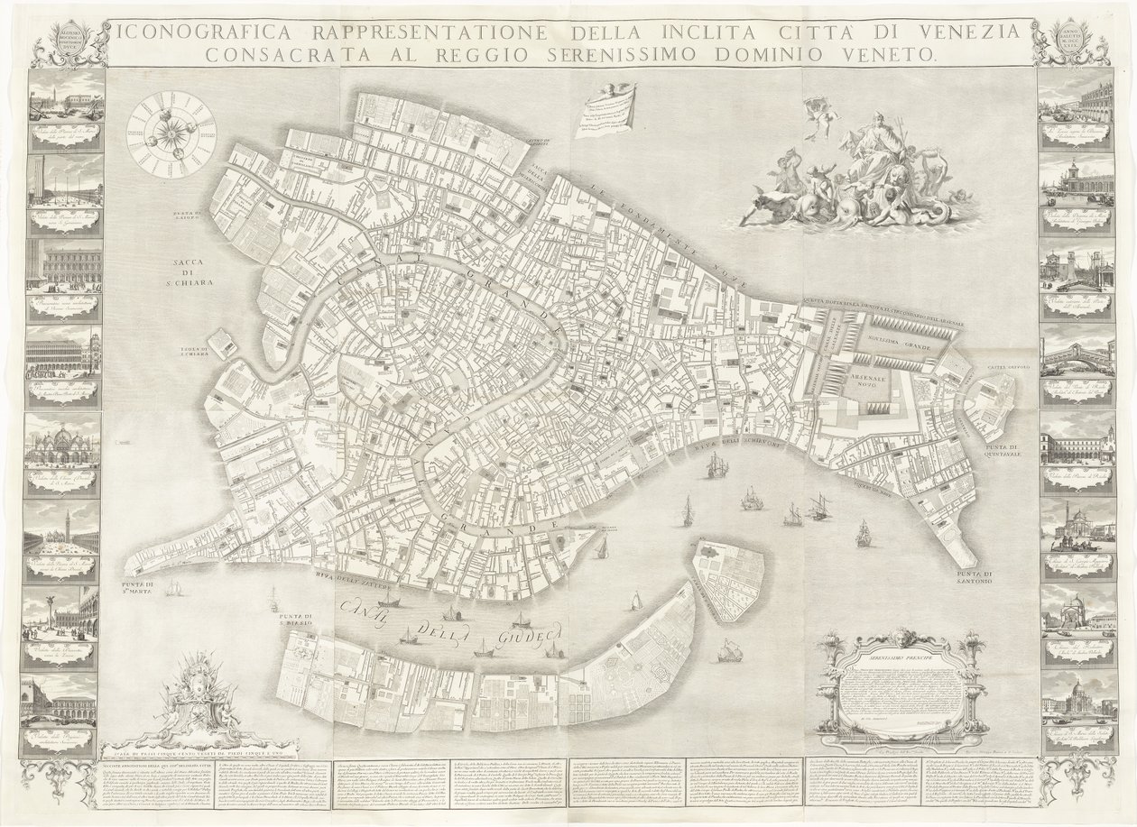Iconografische Weergave van de Illustere Stad Venetië door Sebastiano Ricci, Lodovico Ughi, Giovanni Antonio Faldoni for the map, with Francesco Zucchi