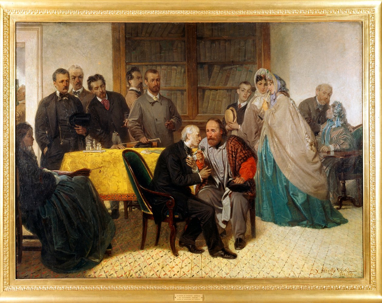 De ontmoeting van Giuseppe Garibaldi (1807-1882) en Alessandro Manzoni (1785-1873) door Sebastiano de Albertis