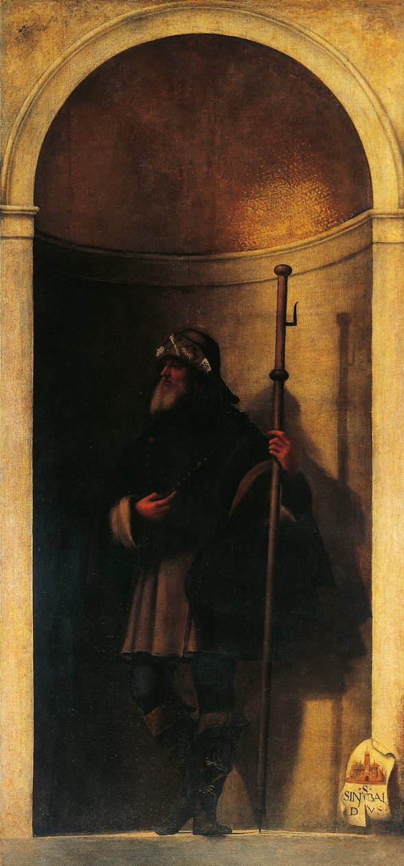 Sint Sinibald, decoratie van orgeldeur, ca 1509 door Sebastiano del (c.1485 1547) Piombo