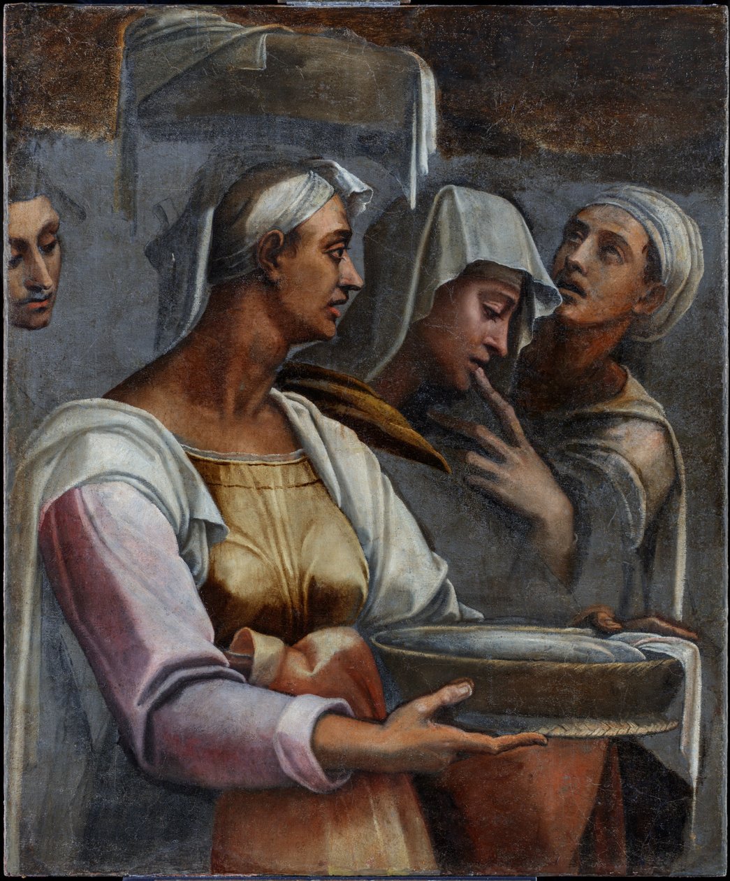 De Visitatie - Drie figuren door Sebastiano del (c.1485-1547) Piombo