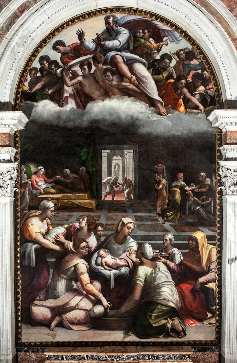 De geboorte van de maagd door Sebastiano del (c.1485-1547) Piombo