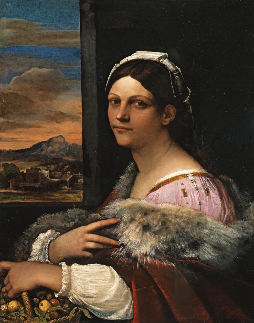Portret van een jonge Romeinse vrouw door Sebastiano del Piombo
