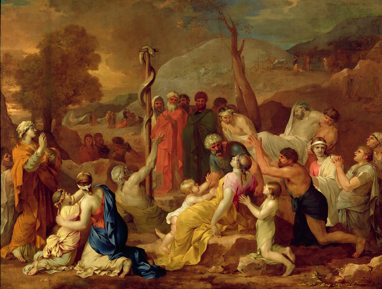 Mozes en de koperen slang, ca. 1653-54 door Sébastien Bourdon