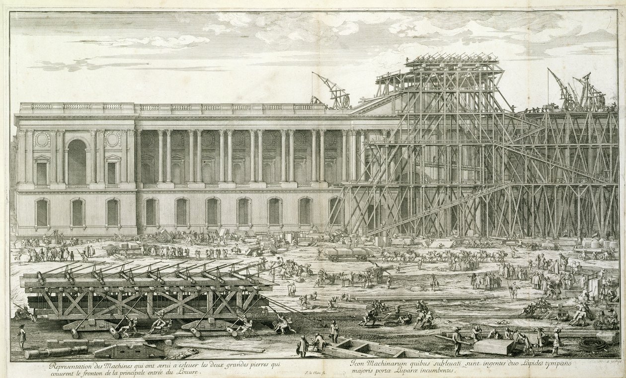 Bouw van de Hoofdingang van het Louvre, Parijs door Sebastien I Le Clerc