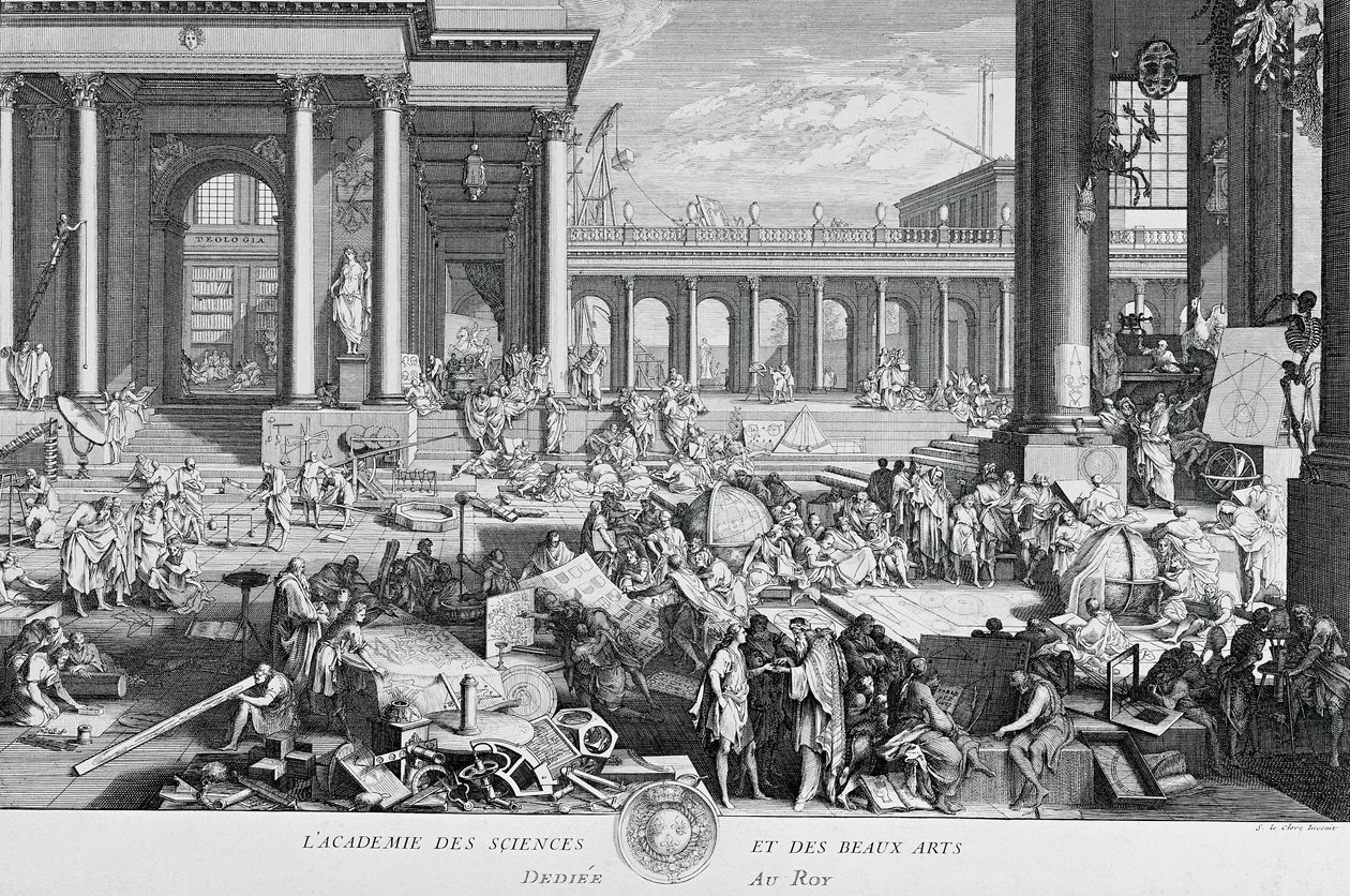 De Academie van Wetenschappen en Schone Kunsten door Sebastien I Le Clerc