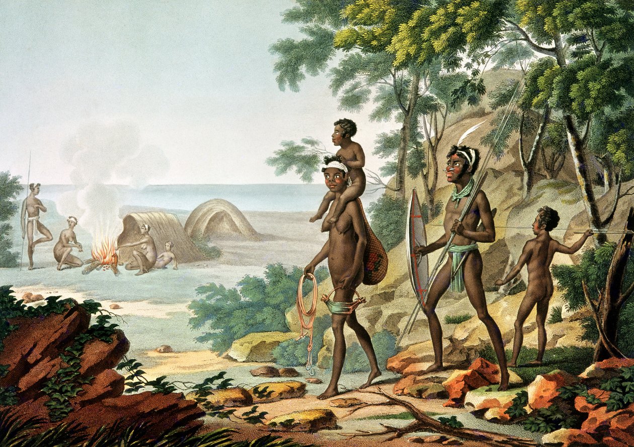 Port Jackson, Nieuw-Holland: Aboriginal familie, uit 
