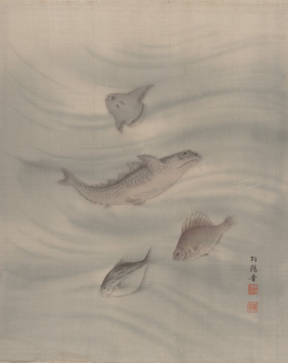 Vissen, ca. 1890-1892 door Seki Shuko