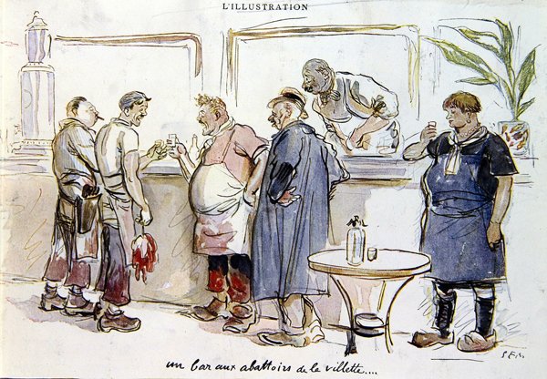 Een bar bij de Abattoirs de la Villette, c.1925-30 door Sem