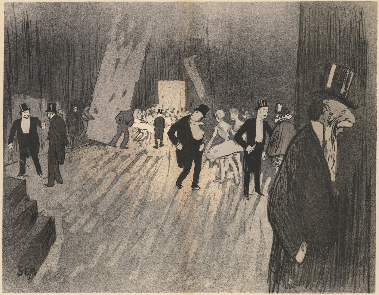 Achter de schermen van het Ballet, ca. 1900 door Sem