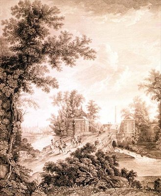 Zicht op de Connetable Obelisk in Gatchina, gegraveerd door Ivan Dmitrievich Telegin, ca. 1800 door Semen Fedorovich Shchedrin