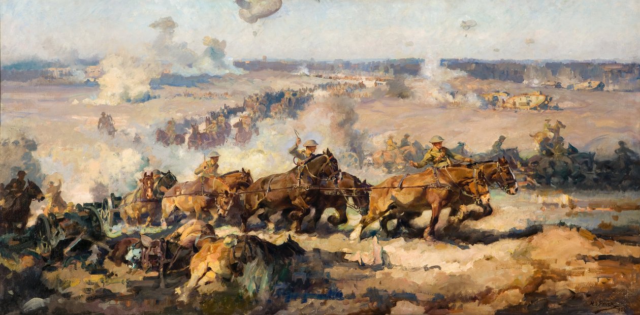 De slag bij Villers-Bretonneux, 8 augustus 1918 door Septimus Power