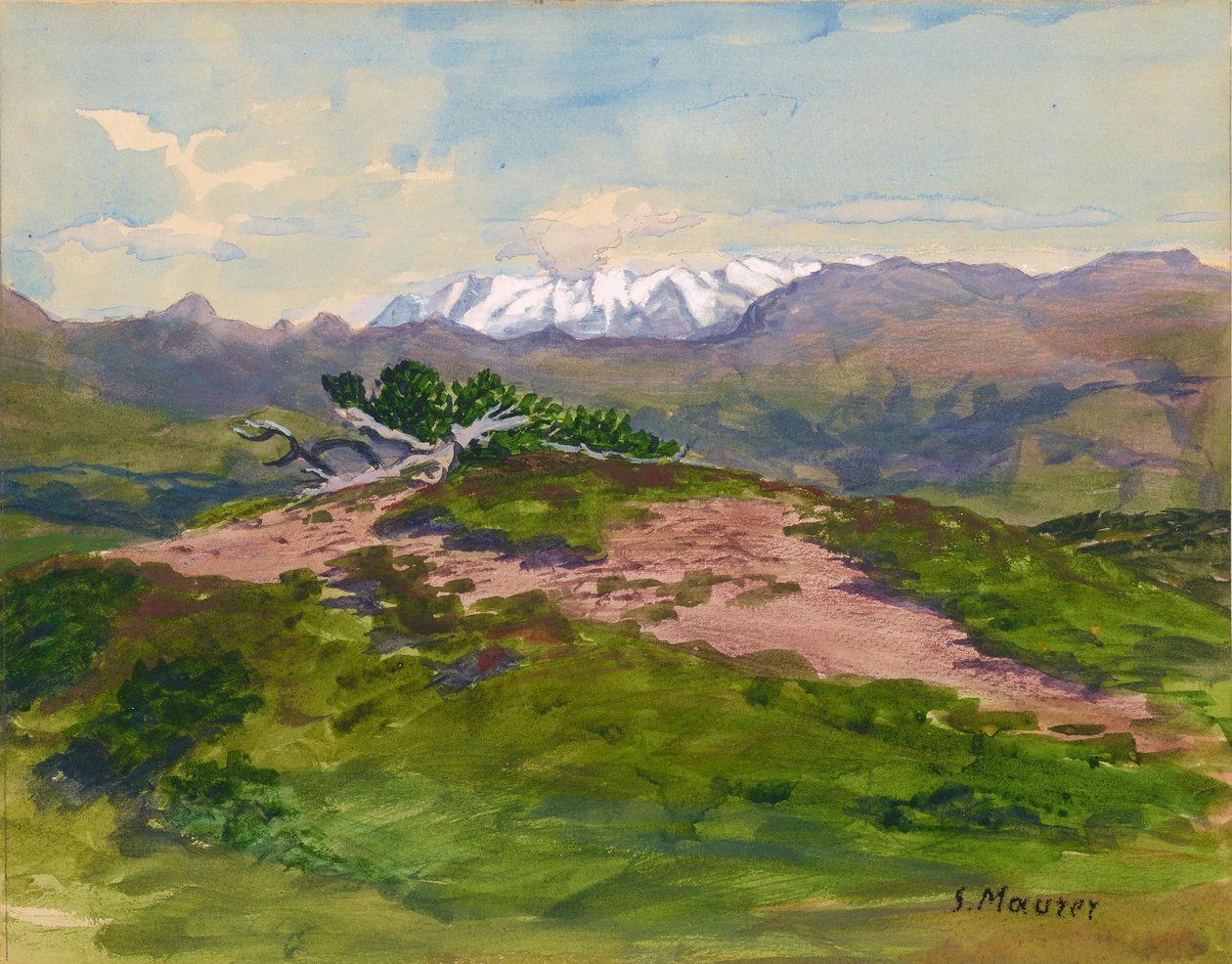 Wandelpad in de bergen met uitzicht op de Zillertaler Alpen door Serafin Maurer