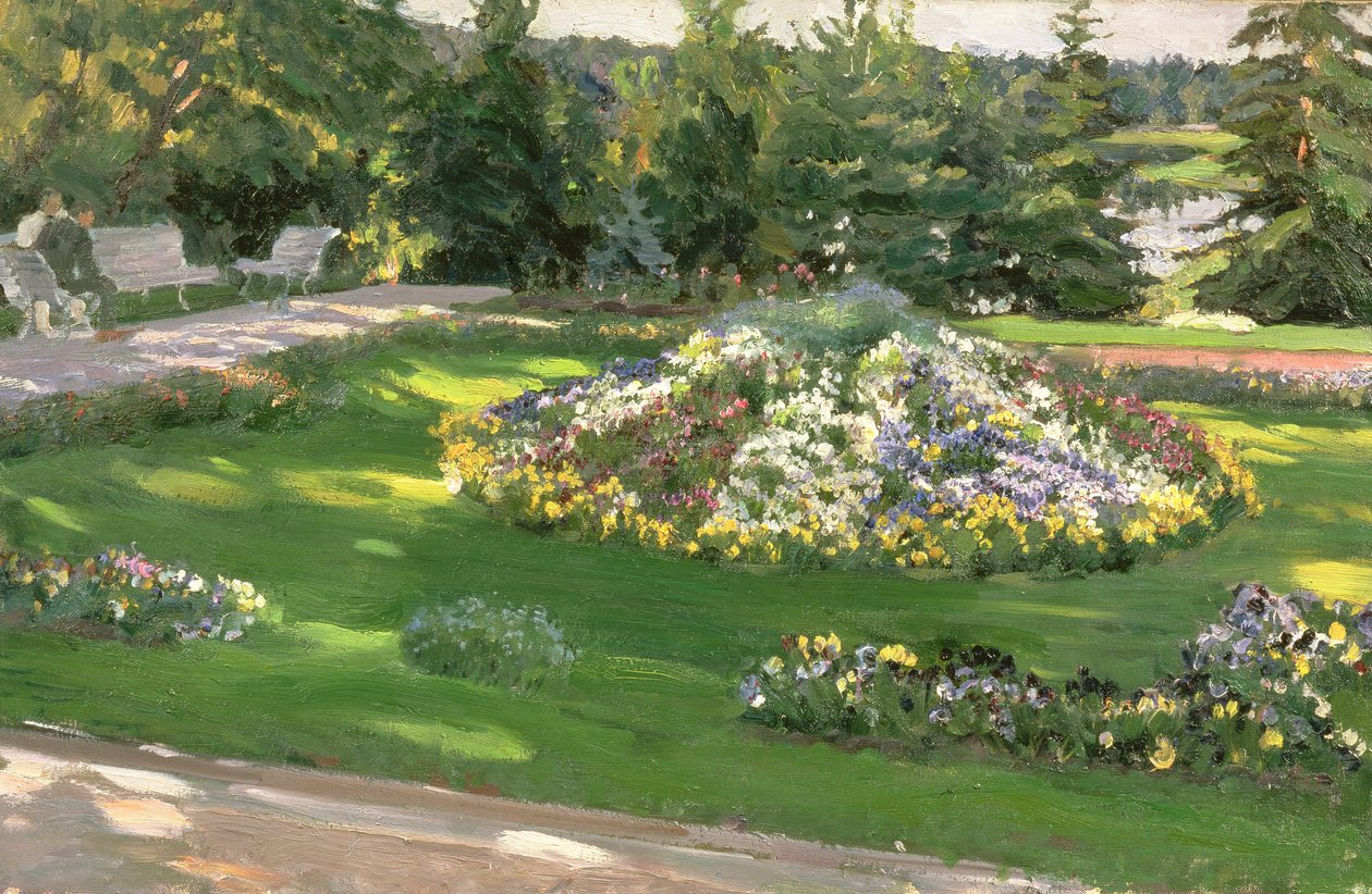 Het bloembed door Sergei Arsenevich Vinogradov