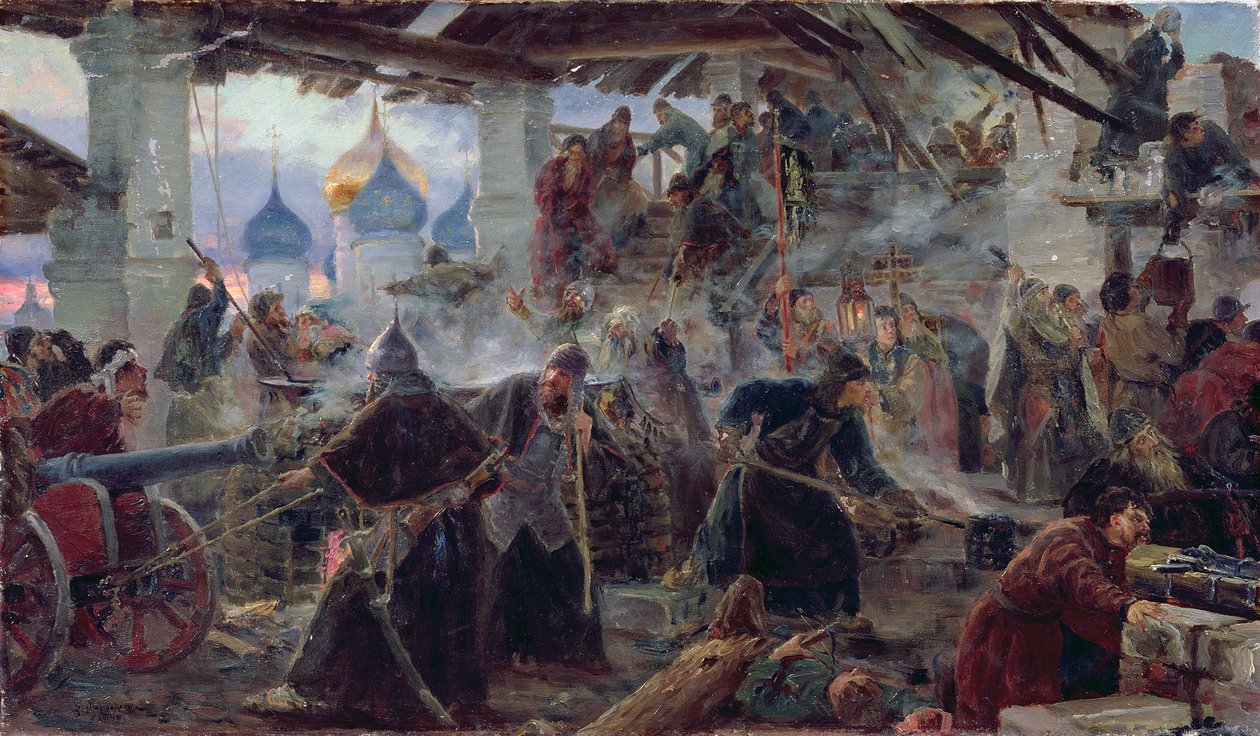 De verdediging van het Trinity Sergius-klooster in Zagorsk, 1892 door Sergei Dmitrievich Miloradovich