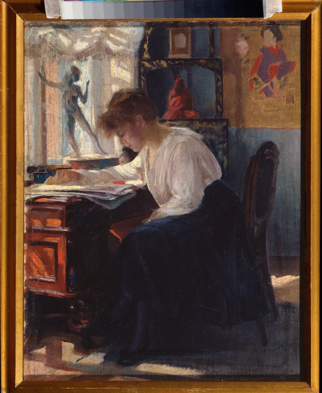 In een kantoor door Sergei Arsenevich Vinogradov
