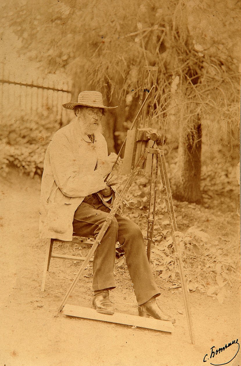 Portret van de dichter Yakov Petrovich Polonsky aan de ezel door Sergei Dmitrievich Botkin