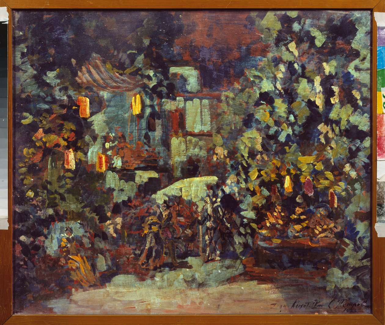 Decorontwerp voor de opera Don Quichotte van Jules Massenet door Sergei Ivanovich Petrov