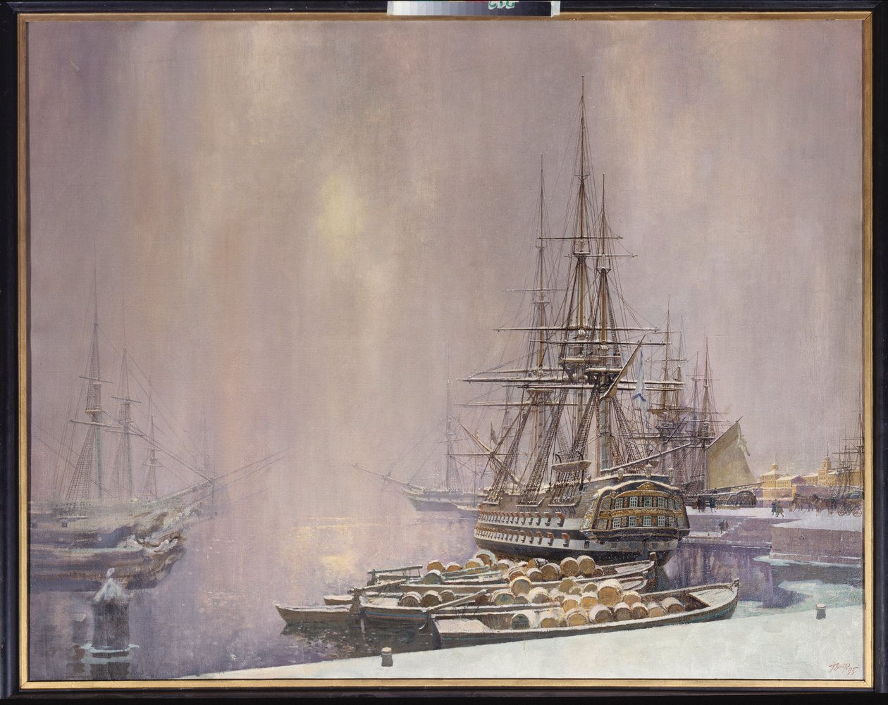 Kronstadt in de winter door Sergei Varlenovich Pen