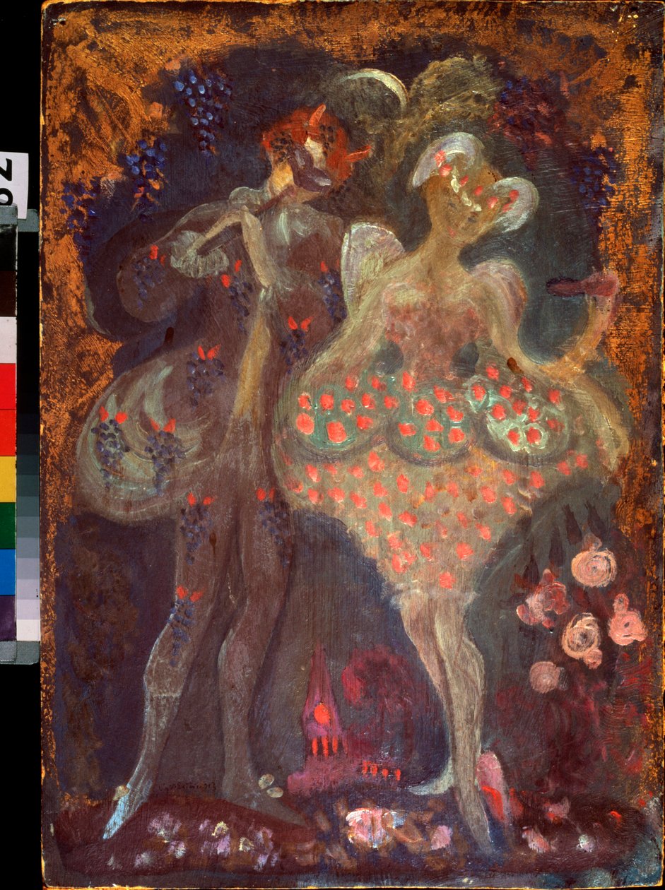 Cupidon en een faun door Sergei Yurevich Sudeikin