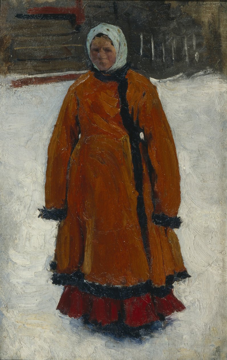 Het meisje in de rode bontjas door Sergej Vasilevic Ivanov
