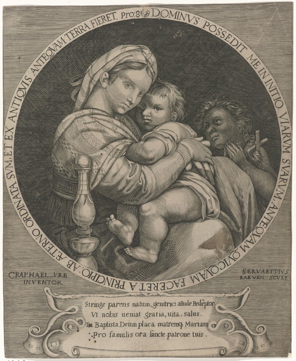 Madonna della sedia Maria met Christuskind en Johannes de Doper door Servatius Raeven