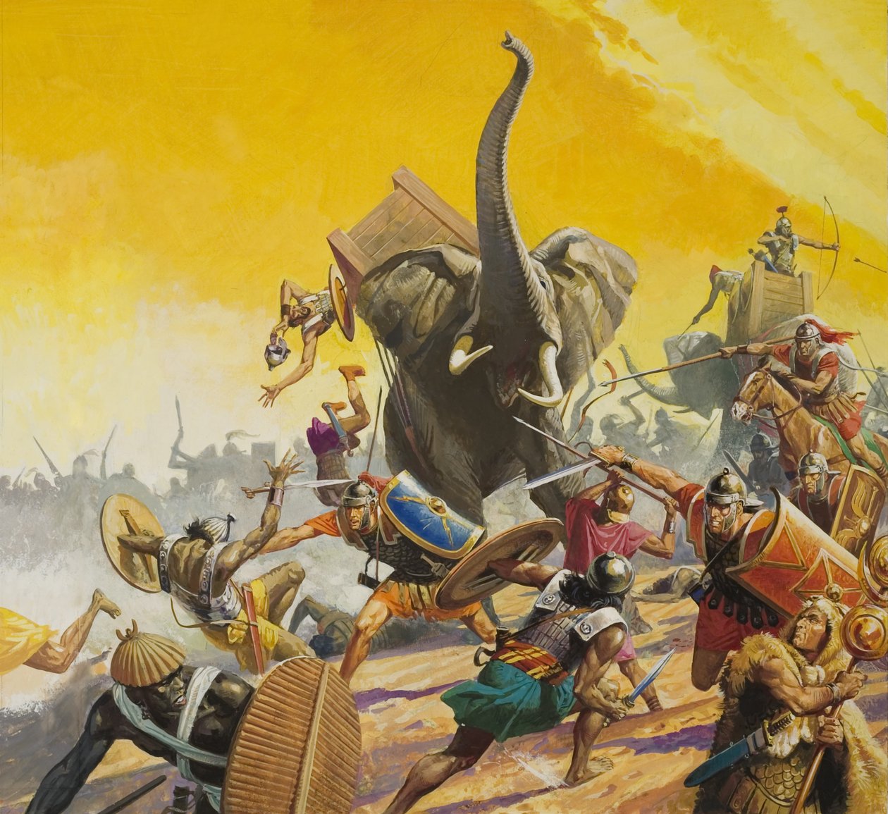 Hannibal en Scipio (gouache op papier) door Severino Baraldi