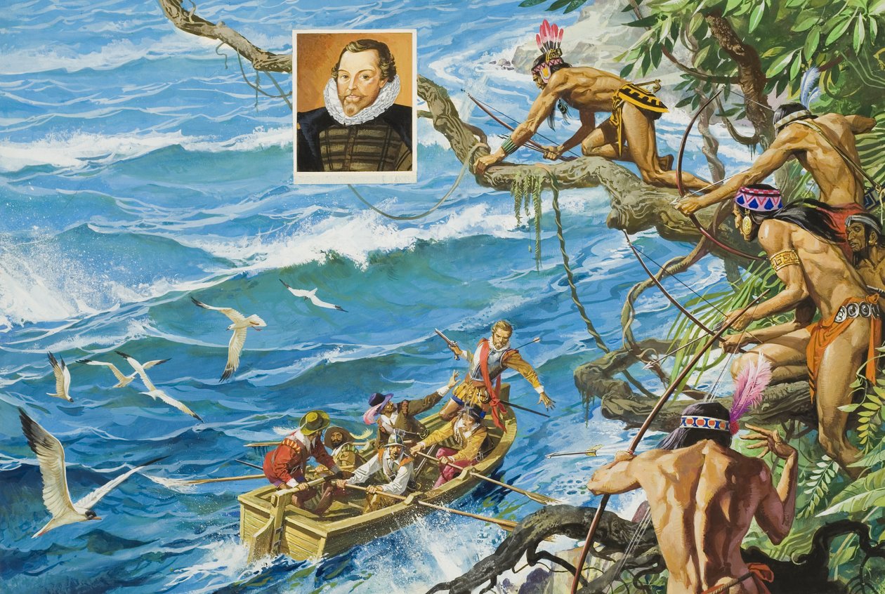 Sir Francis Drake (ca. 1540-96) (gouache op papier) door Severino Baraldi
