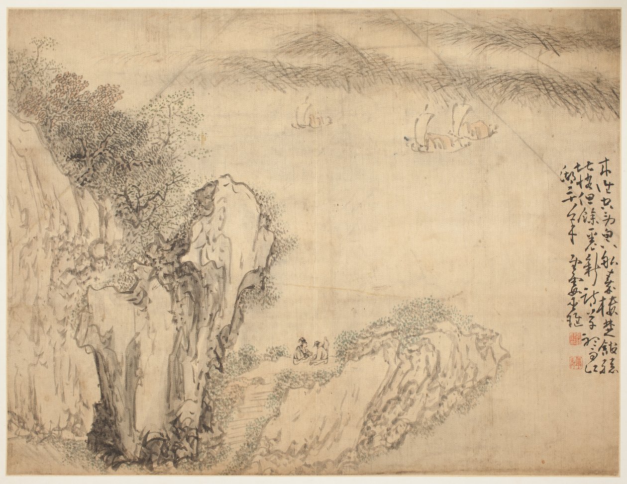 Landschappen en Figuren: Landschap door Shen Huang