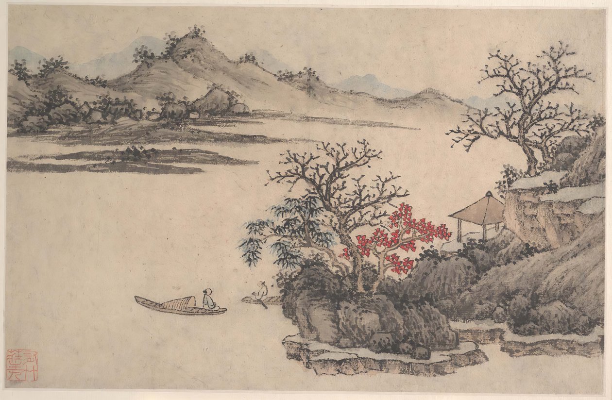 Landschap met herfstbladeren door Shen Zhou