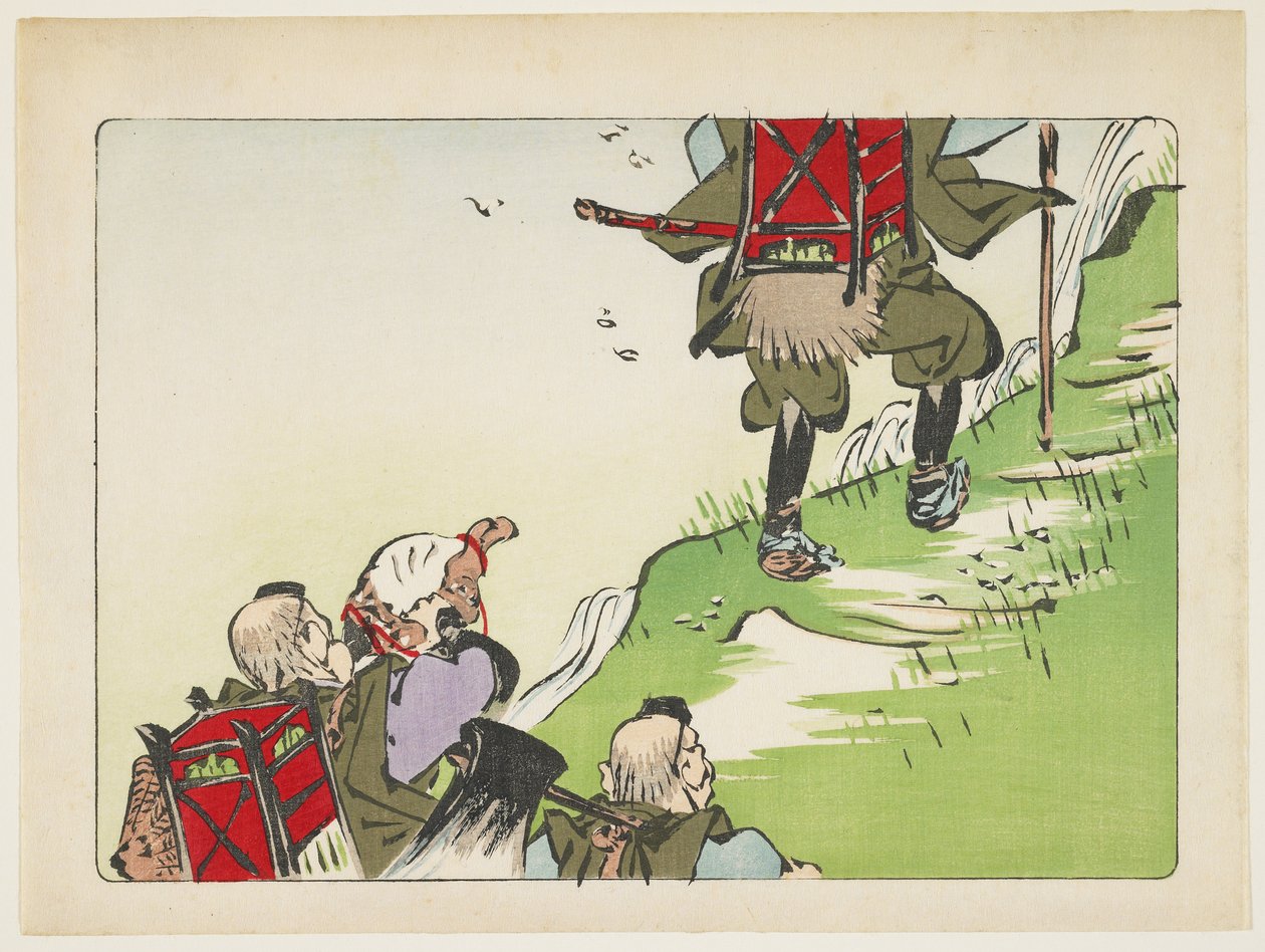 (Processie van pelgrims), c. 1877 door Shibata Zeshin