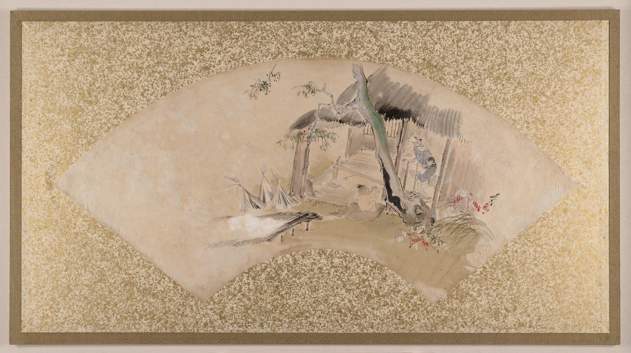 Huis met vrouw en baby door Shibata Zeshin