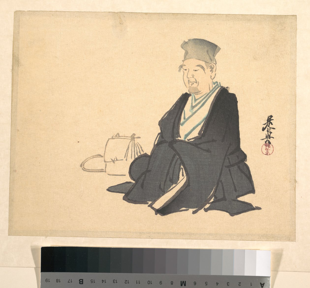 Portret van Rikyū (?) door Shibata Zeshin