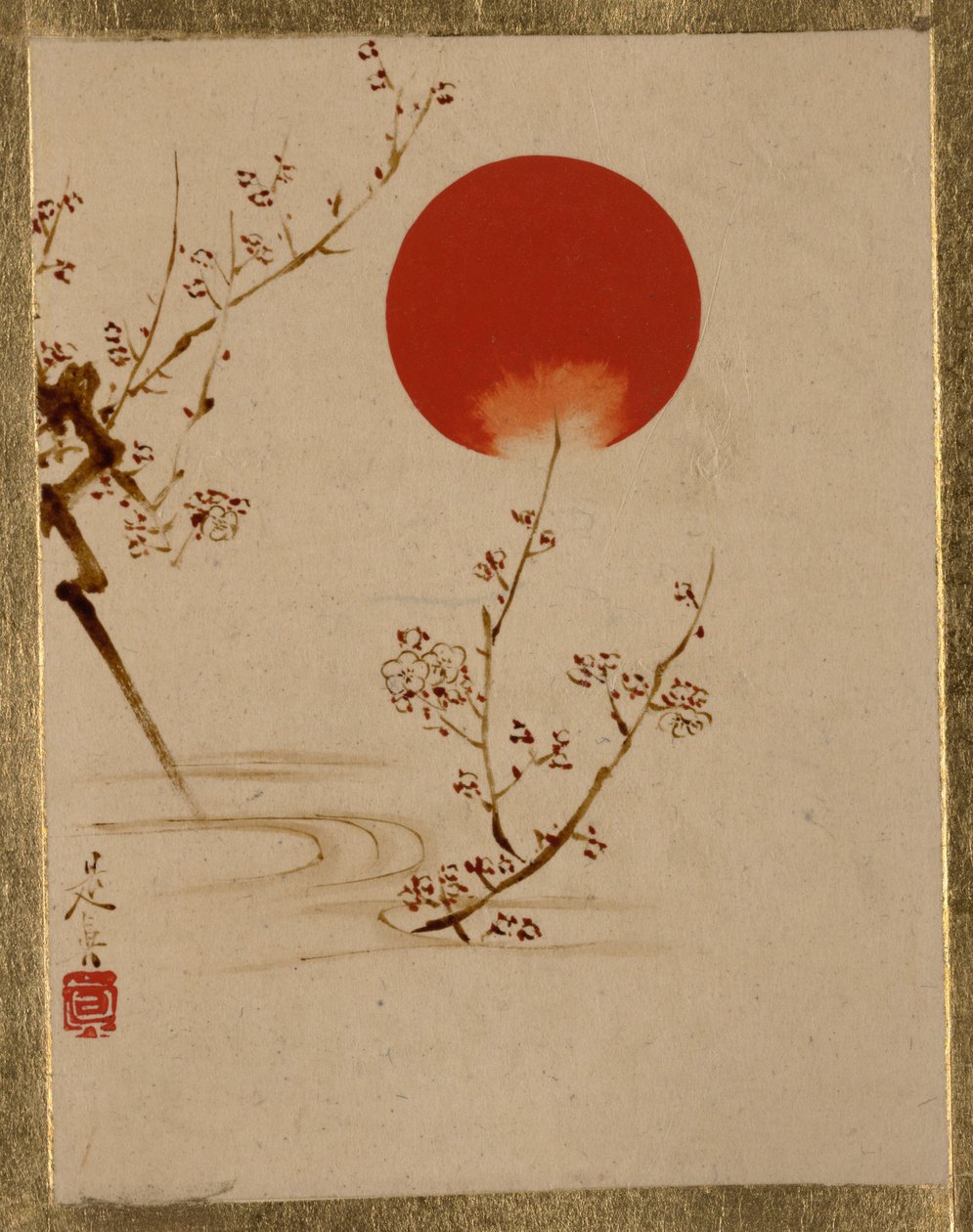 Zon en pruimentakken door Shibata Zeshin