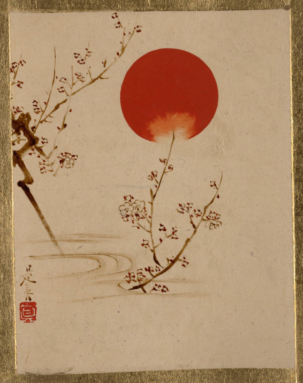 Zon en pruimentakken door Shibata Zeshin