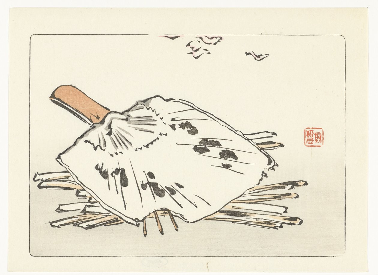 Waaier en aanmaakhoutjes door Shibata Zeshin