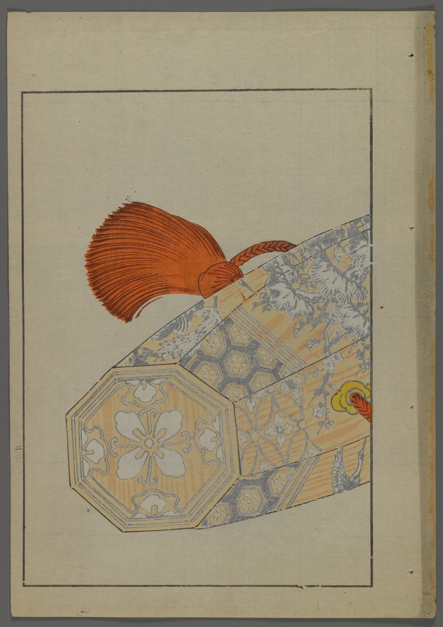 Japanse speelgoed, uit Unai no tomo (Vrienden van een kind) door Shimizu Seifu, 1891-1923. Achthoekige container (mogelijk een trommel). door Shimizu Seifu