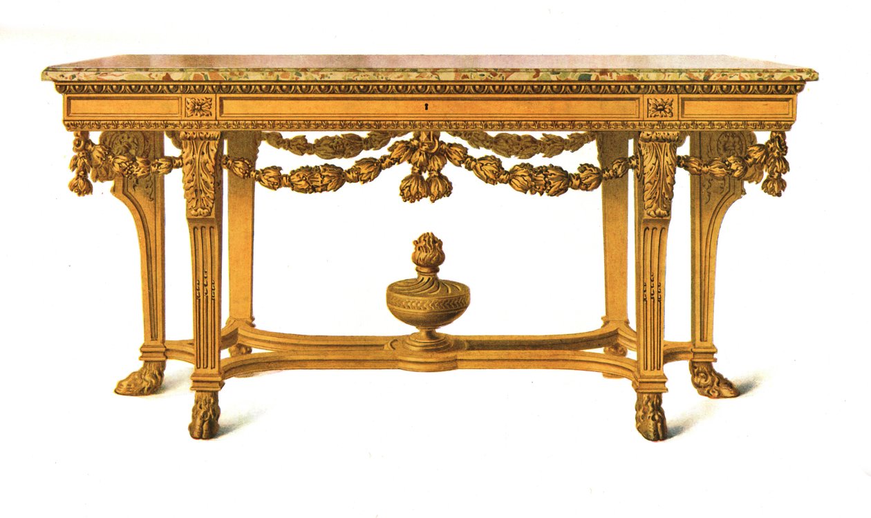 Vergulde tafel met marmeren blad, 1908 door Shirley Charles Llewellyn Slocombe