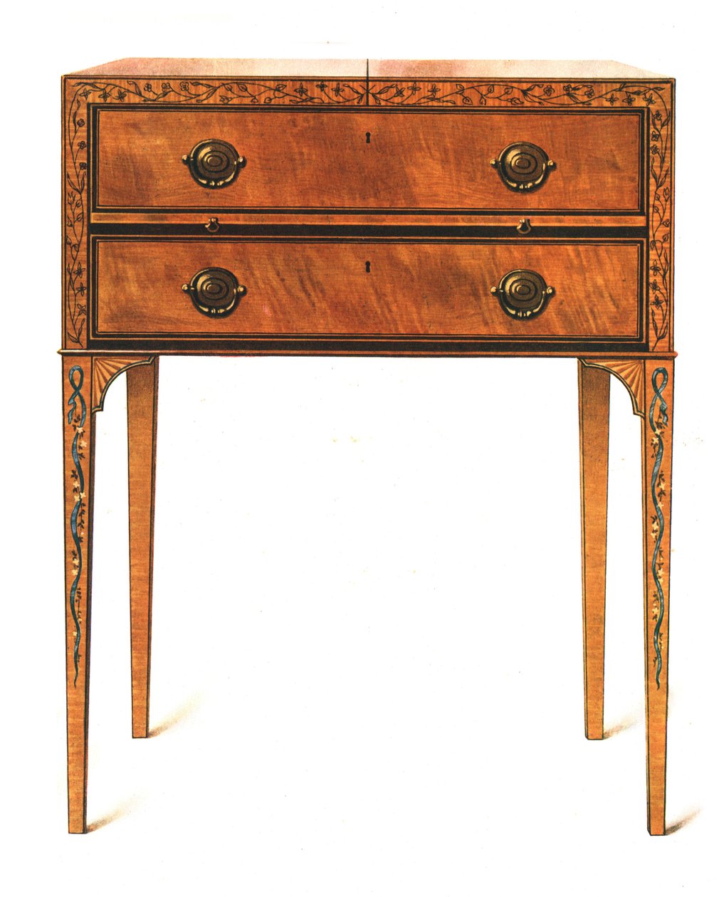 Geschilderde Satijnen Houten Kaptafel, 1908 door Shirley Charles Llewellyn Slocombe