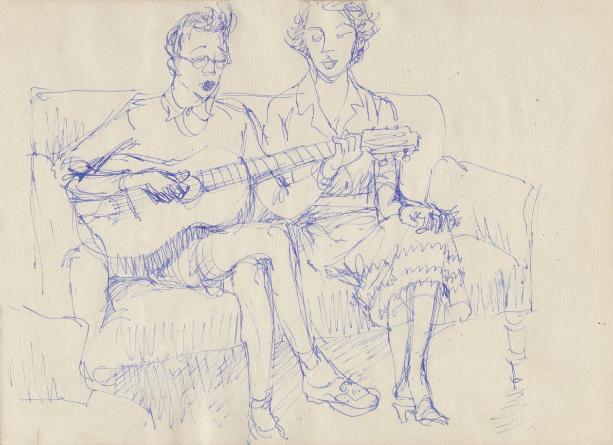 Koppel met een gitaar door Shirley Markham