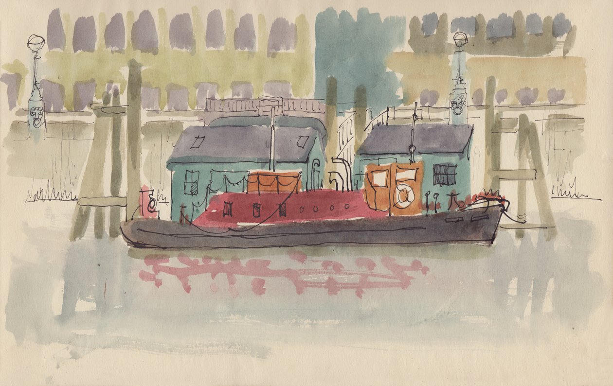Drijvende Pier op de Theems in Londen, ca. 1950 door Shirley Markham